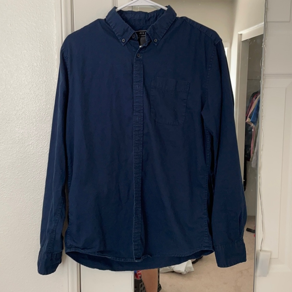 Navy Blue Oxford Button Up